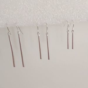 3 Sets Silver Drop Earrings